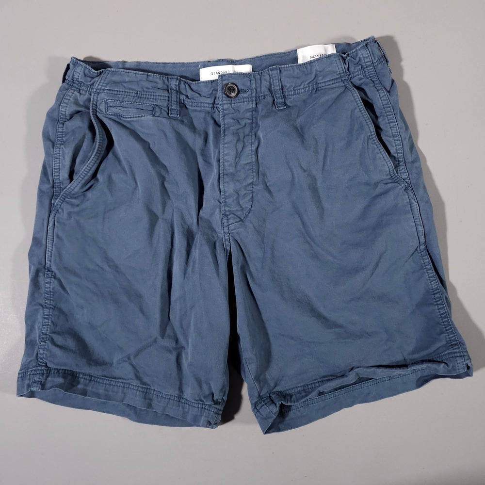 Billy Reid Chino Shorts Mens 32 Blue Standard Cut Cotton Stretch Casual